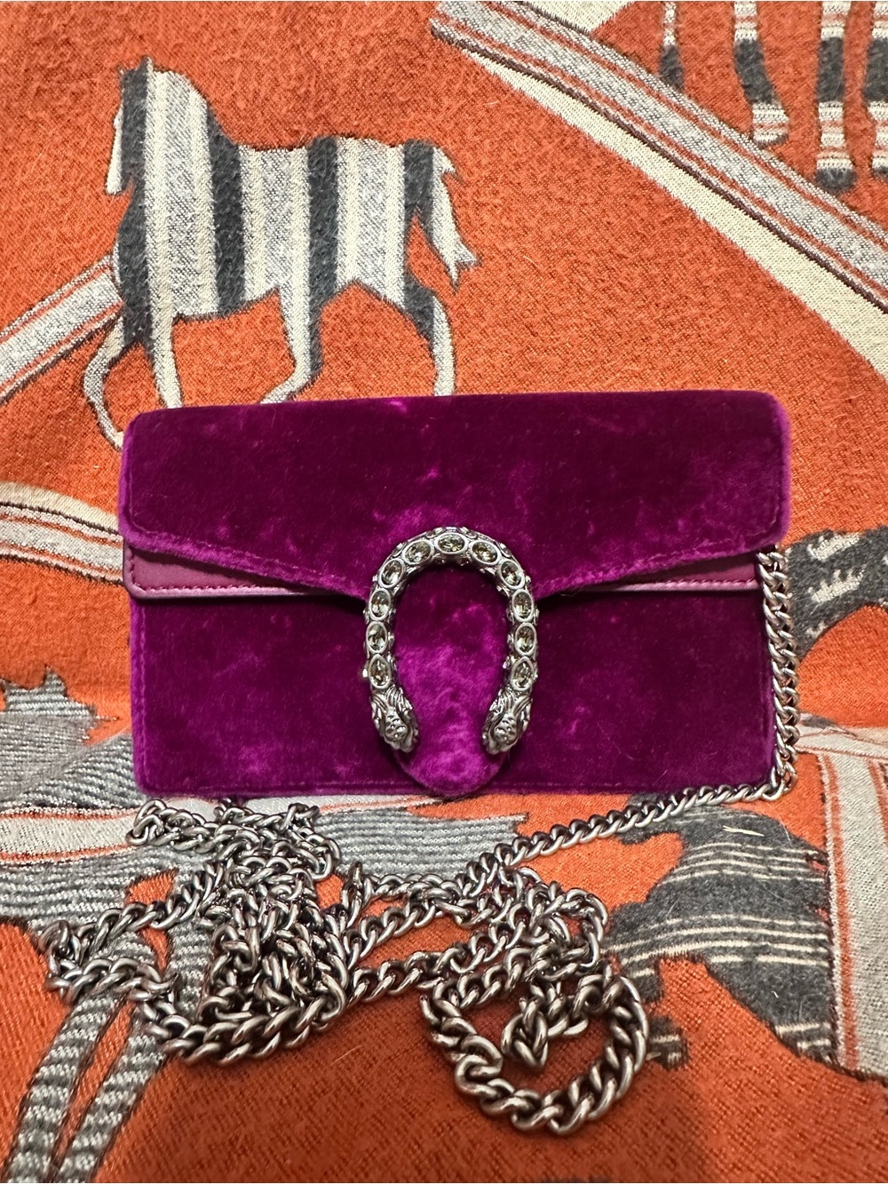 Gucci ❤️🌟 Mini Purple Velvet Bag w/ Crystal Embellished Tiger Head Closure ⭐️